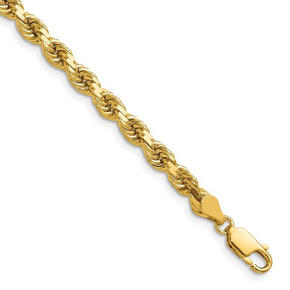 14KT Yellow Gold 24 inch 4.5mm Diamond-cut Rope with Lobster Clasp Chain