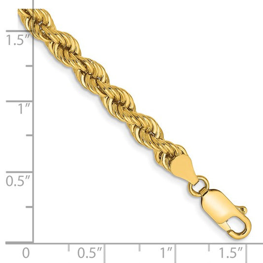 14kt Yellow Gold 7 inch 5mm Regular Rope with Lobster Clasp Chain