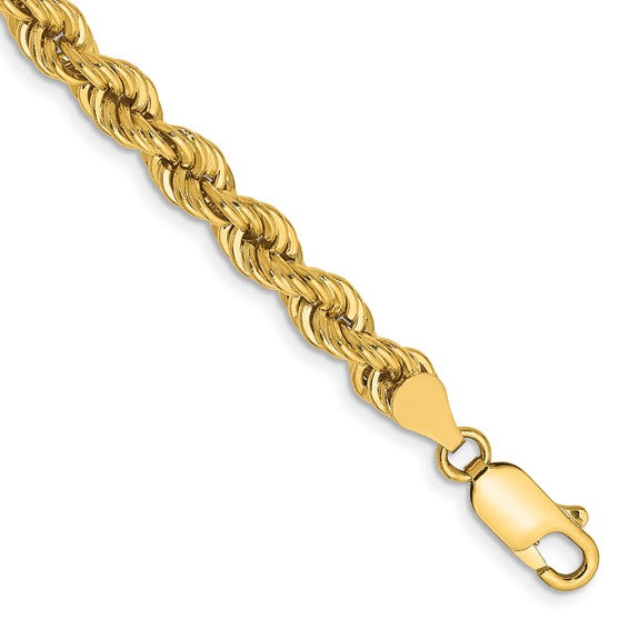 14kt Yellow Gold 7 inch 5mm Regular Rope with Lobster Clasp Chain
