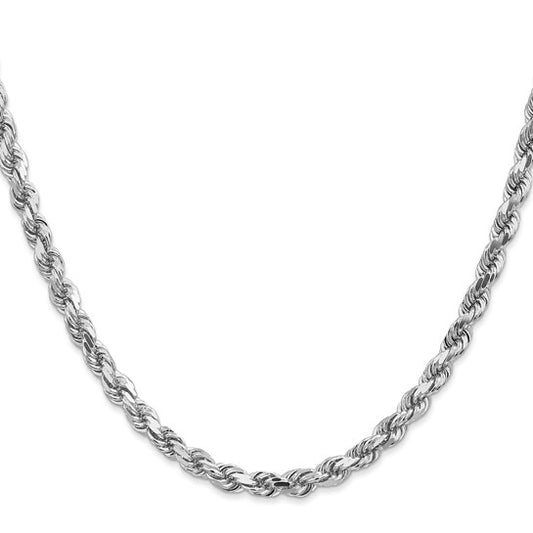 14KT White Gold 28 inch 4.5mm Diamond-cut Rope with Lobster Clasp Chain