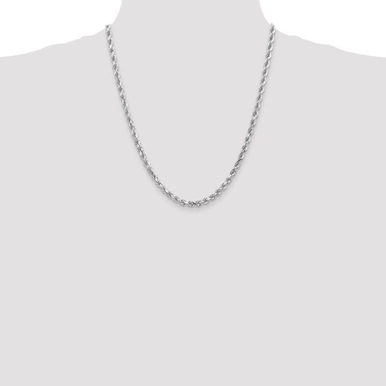 14KT White Gold 22 inch 4.5mm Diamond-cut Rope with Lobster Clasp Chain