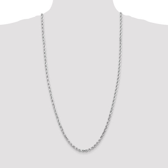 14KT White Gold 30 inch 4.5mm Diamond-cut Rope with Lobster Clasp Chain