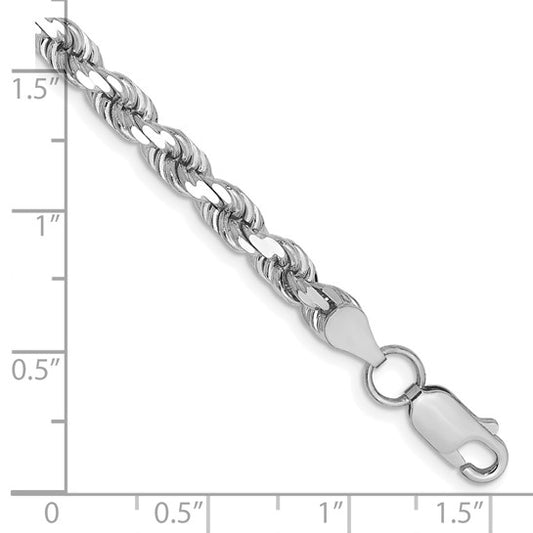 14KT White Gold 8 inch 4.5mm Diamond-cut Rope with Lobster Clasp Chain