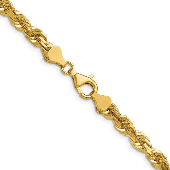 14KT Yellow Gold 30 inch 5.5mm Diamond-cut Rope with Fancy Lobster Clasp Chain