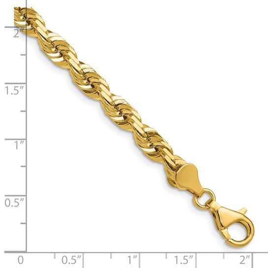 14kt Yellow Gold 24 inch 5.5mm Diamond-cut Rope with Fancy Lobster Clasp Chain