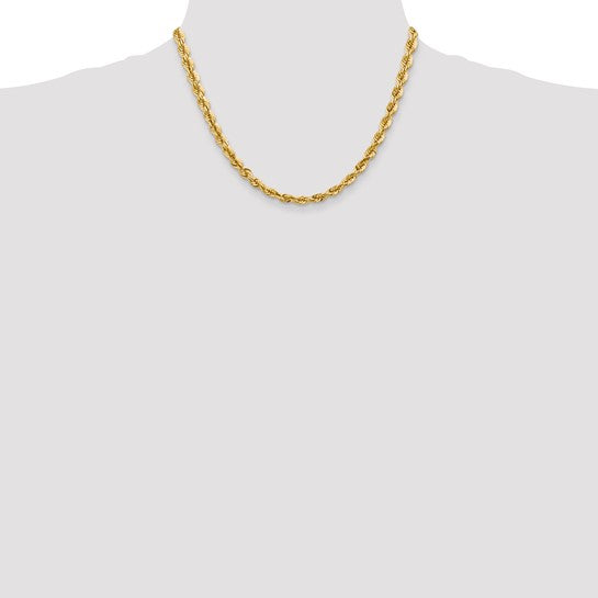14kt Yellow Gold 18 inch 5.5mm Diamond-cut Rope with Fancy Lobster Clasp Chain