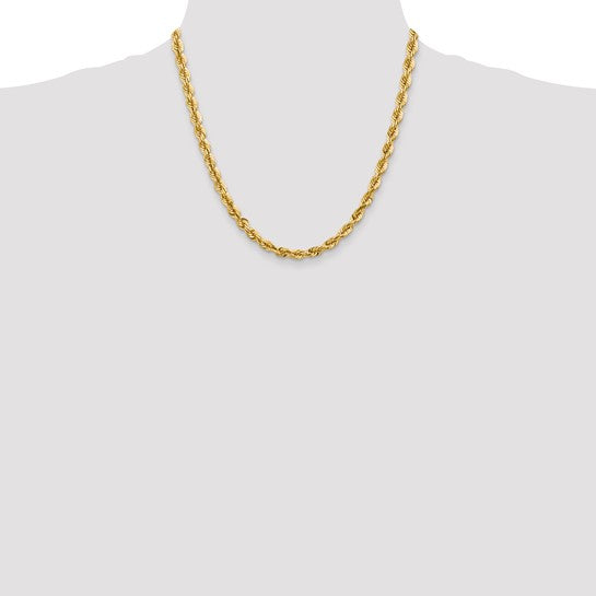 14kt Yellow Gold 20 inch 5.5mm Diamond-cut Rope with Fancy Lobster Clasp Chain