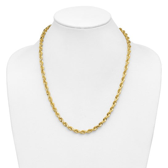 14KT Yellow Gold 22 inch 5.5mm Diamond-cut Rope with Fancy Lobster Clasp Chain