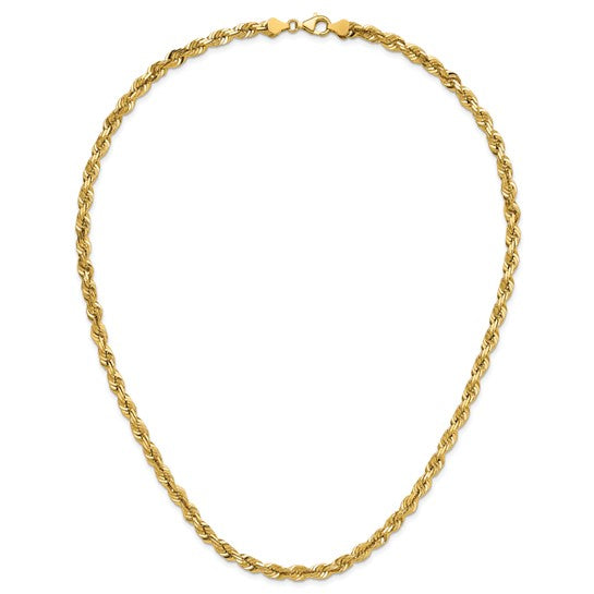 14KT Yellow Gold 22 inch 5.5mm Diamond-cut Rope with Fancy Lobster Clasp Chain