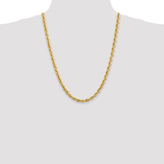 14kt Yellow Gold 24 inch 5.5mm Diamond-cut Rope with Fancy Lobster Clasp Chain