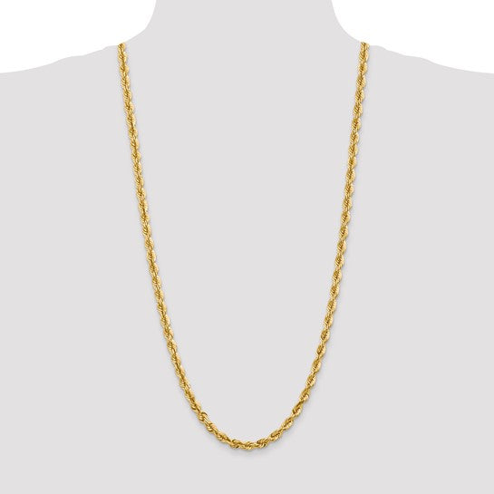 14KT Yellow Gold 30 inch 5.5mm Diamond-cut Rope with Fancy Lobster Clasp Chain