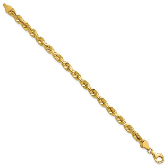 14kt Yellow Gold 8 inch 5.5mm Diamond-cut Rope with Fancy Lobster Clasp Chain