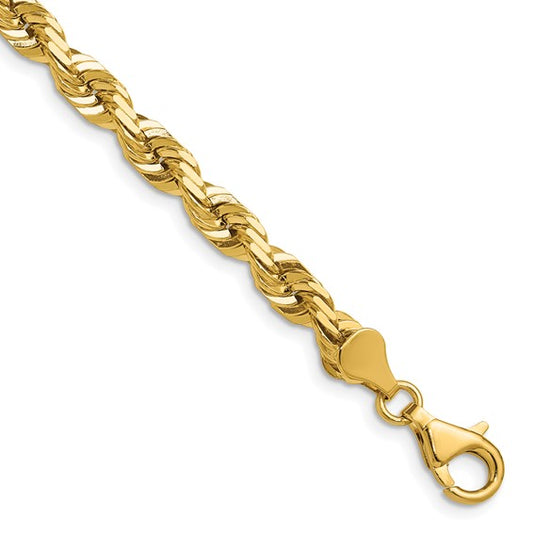 14KT Yellow Gold 16 inch 5.5mm Diamond-cut Rope with Fancy Lobster Clasp Chain