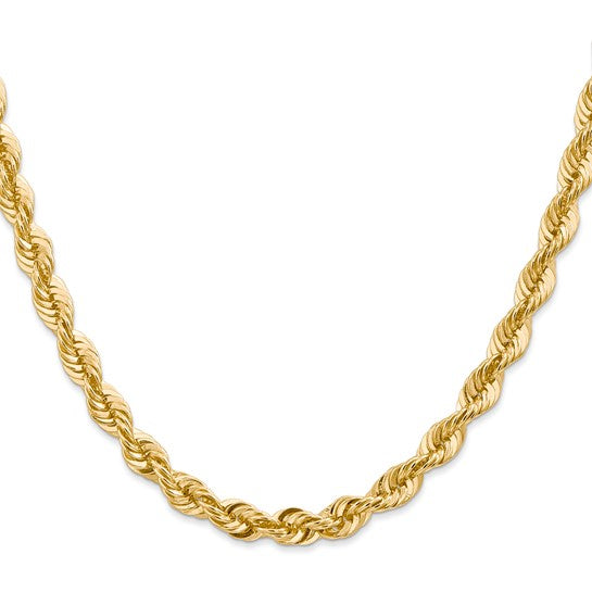 14KT Yellow Gold 24 inch 6mm Regular Rope with Lobster Clasp Chain