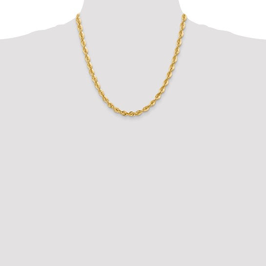 14KT Yellow Gold 20 inch 6mm Regular Rope with Lobster Clasp Chain