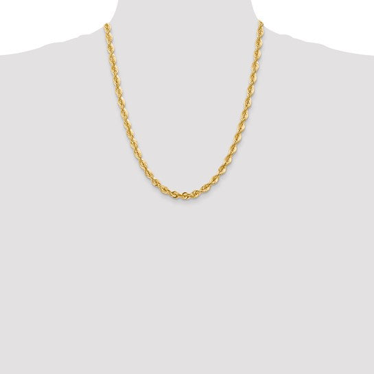 14KT Yellow Gold 22 inch 6mm Regular Rope with Lobster Clasp Chain