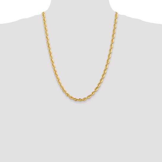 14KT Yellow Gold 24 inch 6mm Regular Rope with Lobster Clasp Chain