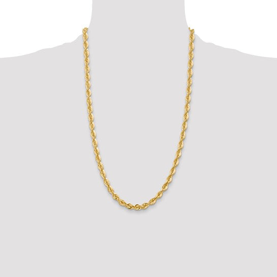 14KT Yellow Gold 26 inch 6mm Regular Rope with Lobster Clasp Chain