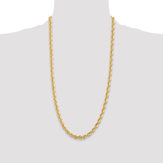 14kt Yellow Gold 28 inch 6mm Regular Rope with Lobster Clasp Chain