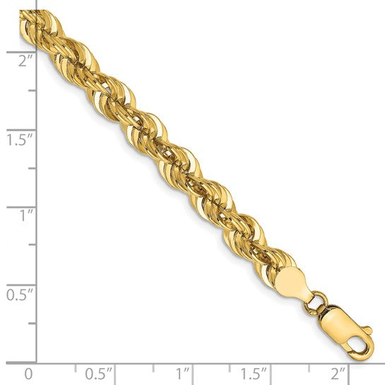 14KT Yellow Gold 8 inch 6mm Regular Rope with Lobster Clasp Chain