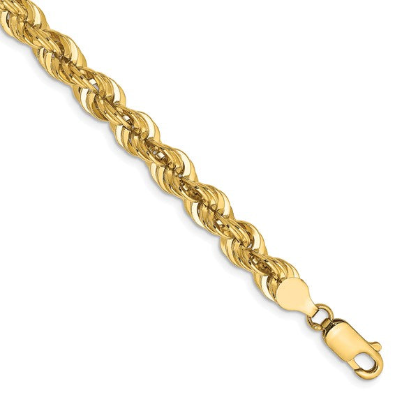 14KT Yellow Gold 9 inch 6mm Regular Rope with Lobster Clasp Chain
