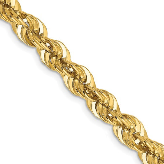 14kt Yellow Gold 20 inch 8mm SOLID Diamond-cut Rope with Fancy Lobster Clasp Chain