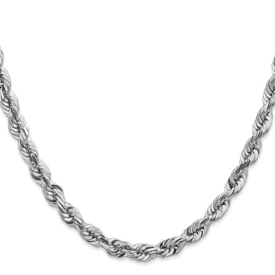 14KT White Gold 30 inch 5.5mm Diamond-cut Rope with Lobster Clasp Chain