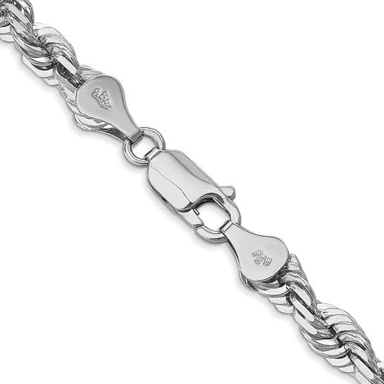 14KT White Gold 20 inch 5.5mm Diamond-cut Rope with Lobster Clasp Chain
