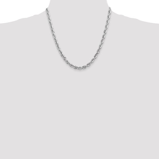14KT White Gold 20 inch 5.5mm Diamond-cut Rope with Lobster Clasp Chain
