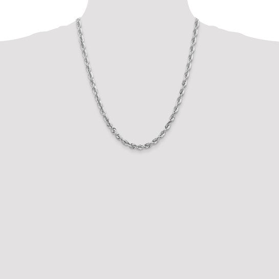 14KT White Gold 22 inch 5.5mm Diamond-cut Rope with Lobster Clasp Chain