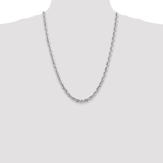 14KT White Gold 24 inch 5.5mm Diamond-cut Rope with Lobster Clasp Chain