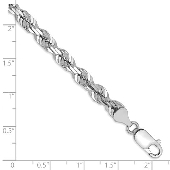 14kt White Gold 8 inch 5.5mm Diamond-cut Rope with Lobster Clasp Chain