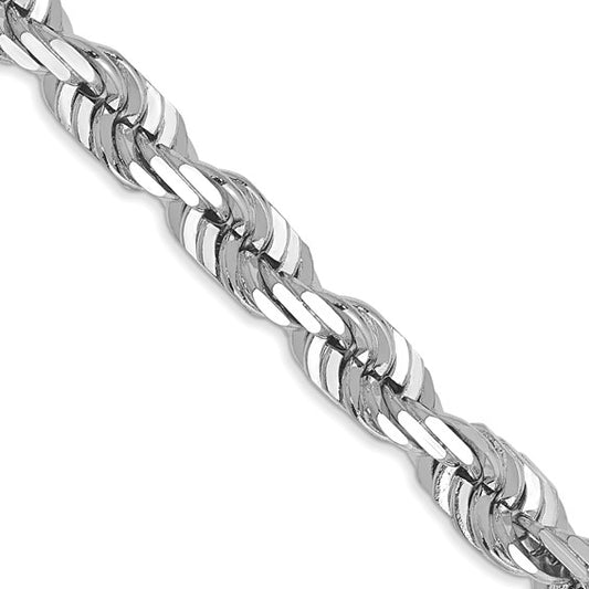 14KT White Gold 20 inch 5.5mm Diamond-cut Rope with Lobster Clasp Chain