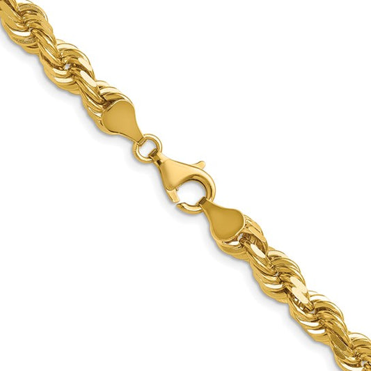 14kt Yellow Gold 26 inch 6.5mm Diamond-cut Rope with Fancy Lobster Clasp Chain