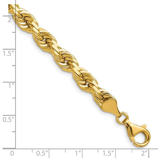 14KT Yellow Gold 24 inch 6.5mm Diamond-cut Rope with Fancy Lobster Clasp Chain