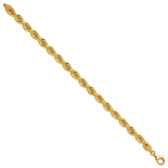 14kt Yellow Gold 9 inch 6.5mm Diamond-cut Rope with Fancy Lobster Clasp Chain