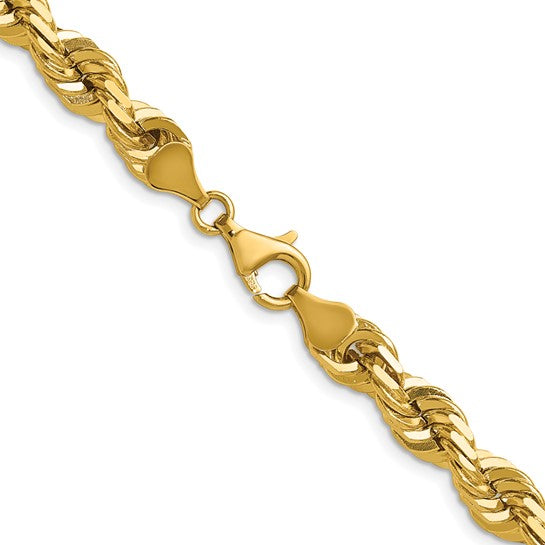 14kt Yellow Gold 26 inch 7mm Diamond-cut Rope with Fancy Lobster Clasp Chain