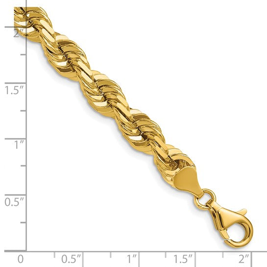14kt Yellow Gold 24 inch 7mm Diamond-cut Rope with Fancy Lobster Clasp Chain
