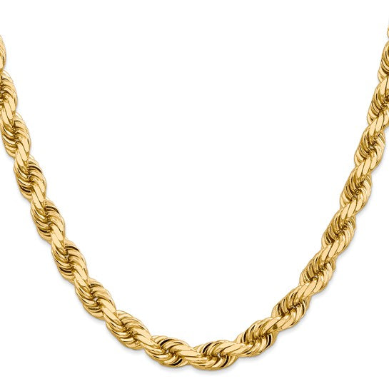 14KT Yellow Gold 26 inch 8mm Diamond-cut Rope with Fancy Lobster Clasp Chain