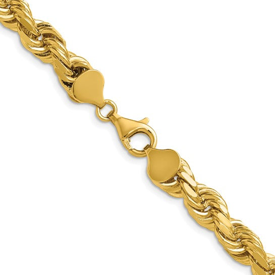 14kt Yellow Gold 22 inch 8mm Diamond-cut Rope with Fancy Lobster Clasp Chain