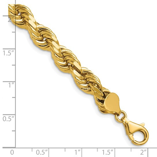 14kt Yellow Gold 22 inch 8mm Diamond-cut Rope with Fancy Lobster Clasp Chain