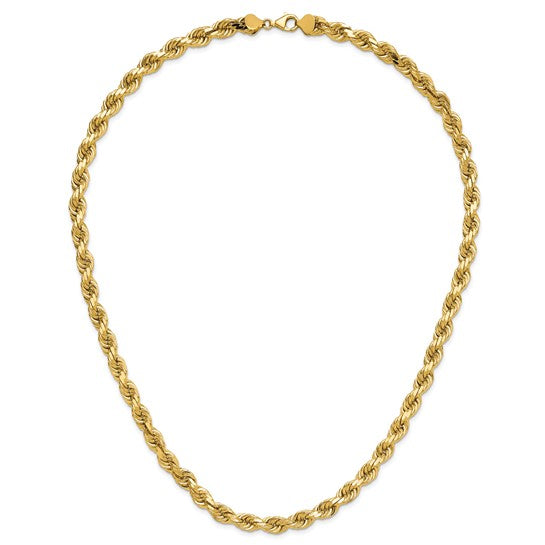 14KT Yellow Gold 24 inch 8mm Diamond-cut Rope with Fancy Lobster Clasp Chain