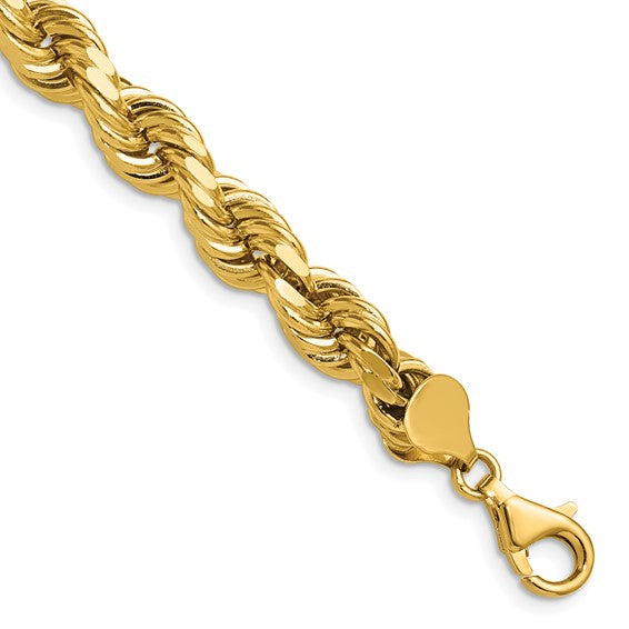 14KT Yellow Gold 26 inch 8mm Diamond-cut Rope with Fancy Lobster Clasp Chain