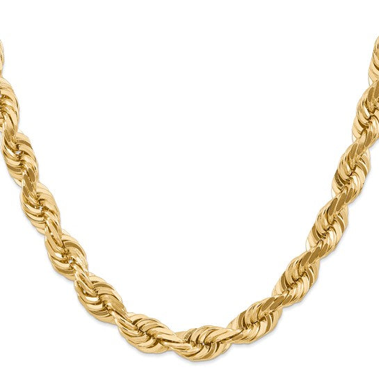 14KT Yellow Gold 20 inch 10mm Diamond-cut Rope with Fancy Lobster Clasp Chain