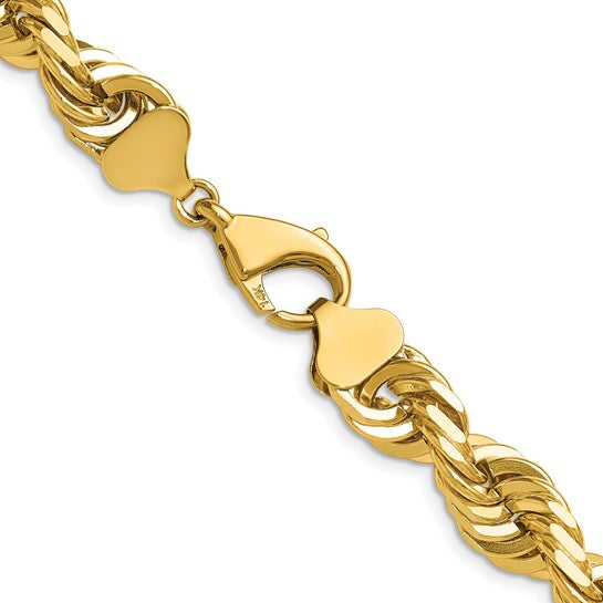 14KT Yellow Gold 20 inch 10mm Diamond-cut Rope with Fancy Lobster Clasp Chain