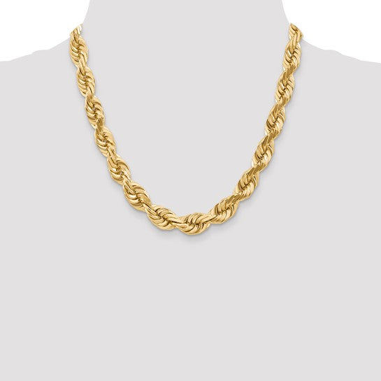 14KT Yellow Gold 20 inch 10mm Diamond-cut Rope with Fancy Lobster Clasp Chain
