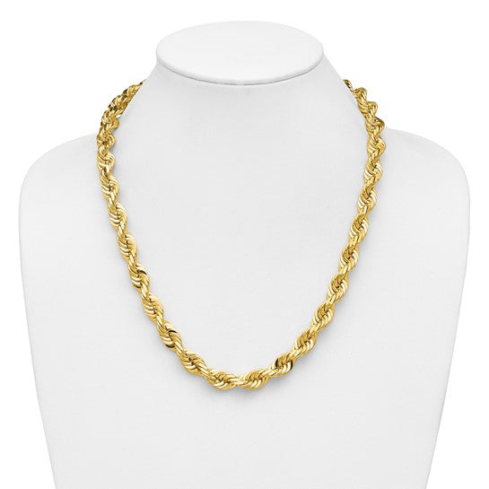 14KT Yellow Gold 22 inch 10mm Diamond-cut Rope with Fancy Lobster Clasp Chain