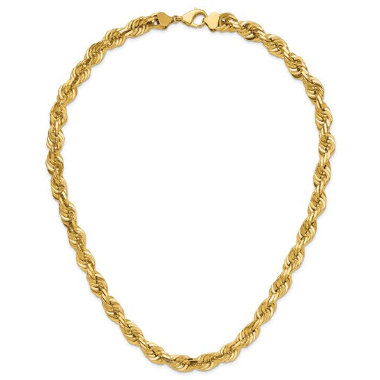 14KT Yellow Gold 22 inch 10mm Diamond-cut Rope with Fancy Lobster Clasp Chain