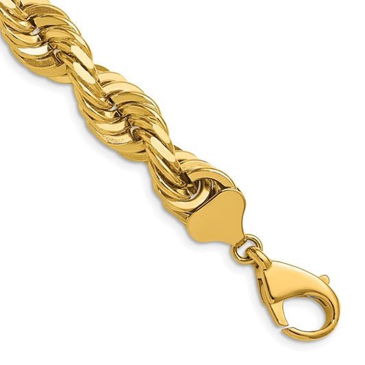 14KT Yellow Gold 20 inch 10mm Diamond-cut Rope with Fancy Lobster Clasp Chain