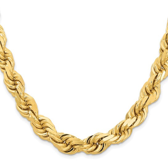 14KT Yellow Gold 28 inch 12mm Diamond-cut Rope with Fancy Lobster Clasp Chain
